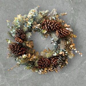 North Pole trading Co.Faux greenery and natural pinecone holiday wreath 24 inch